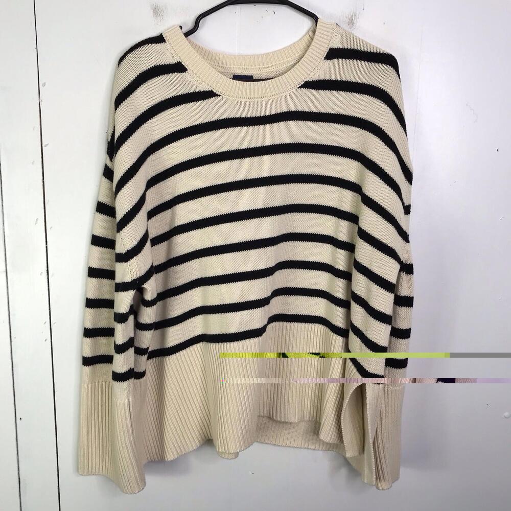 GAP Cream and Black Striped Knit Sweater